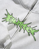 Butter Goods Nail Logo Zip-Thru Hoodie in Ash, heavyweight cotton fleece full zip-through hoodie met large embroidered Nail Logo op de voorkant relaxed fit front pockets en ribbed trims, verkrijgbaar bij Revert 95 Haarlem