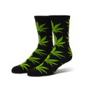 HUF OG Plantlife Sock in Black Green, crew sock van cotton poly blend met spandex met all-over jacquard-knit Plantlife patroon in de originele zwart groene colorway athletic ribbed upper Kushioned footbed en reinforced heel en toe, verkrijgbaar bij Revert 95 Haarlem