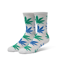 HUF Plantlife Multi Sock, crew sock van 55% cotton 43% polyester 2% spandex met all-over jacquard-knit Plantlife patroon in meerdere kleuren athletic ribbed upper Kushioned footbed en reinforced heel en toe, verkrijgbaar bij Revert 95 Haarlem