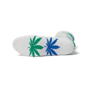 HUF Plantlife Multi Sock, crew sock van 55% cotton 43% polyester 2% spandex met all-over jacquard-knit Plantlife patroon in meerdere kleuren athletic ribbed upper Kushioned footbed en reinforced heel en toe, verkrijgbaar bij Revert 95 Haarlem