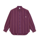 Polar Skate Co Ben LS Shirt Purple Stripe – loose fit langemouwen shirt in paarse strepen met knoopsluiting en subtiele branding
