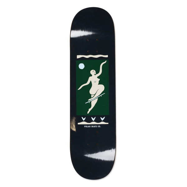 Polar Skate Co Team No Comply Charcoal Deck – charcoal skateboarddeck met witte No Comply-graphic en gratis griptape