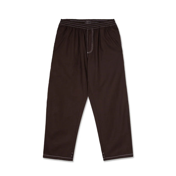 Polar Surf Pants Contrast Chocolate White – corduroy broek in chocoladebruin met witte contrasterende stiksels en loose fit
