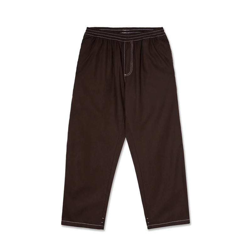 Polar Surf Pants Contrast Chocolate White – corduroy broek in chocoladebruin met witte contrasterende stiksels en loose fit