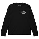 Quartersnacks Printed Thermal Longsleeve Tee in Black, waffle-knit thermisch longsleeve van 60/40 cotton poly met screen printed graphics op linker borst en achterkant, verkrijgbaar in Black Bone en Olive bij Revert 95 Haarlem