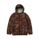 HUF Rainier Printed Shell Jacket in Brown met all-over printed patroon en verstelbare capuchon, verkrijgbaar bij Revert 95 Haarlem