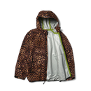 HUF Rainier Printed Shell Jacket in Brown met all-over printed patroon en verstelbare capuchon, verkrijgbaar bij Revert 95 Haarlem