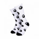 Santa Cruz Winkowski Eight Ballr Socks 2-Pack White Black, 80% cotton 17% polyester 3% elastane crew socks met all over jacquard Eight Ballr patroon van Erick Winkowski twee paar wit en zwart maat UK 7-11, verkrijgbaar bij Revert 95 Haarlem