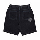 Santa Cruz Stamped Big Shorts in Black, 94% cotton 6% polyester 13.5oz heavyweight denim baggy fit short met front en back pockets contrast stitching en Stamped placement prints, verkrijgbaar bij Revert 95 Haarlem
