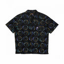 Santa Cruz Vertigo Short Sleeve Haze Shirt in Black, 100% cotton poplin boxy fit button-up shirt met all over haze print branded buttons linker borstzak met embroidery en woven label branding, verkrijgbaar bij Revert 95 Haarlem
