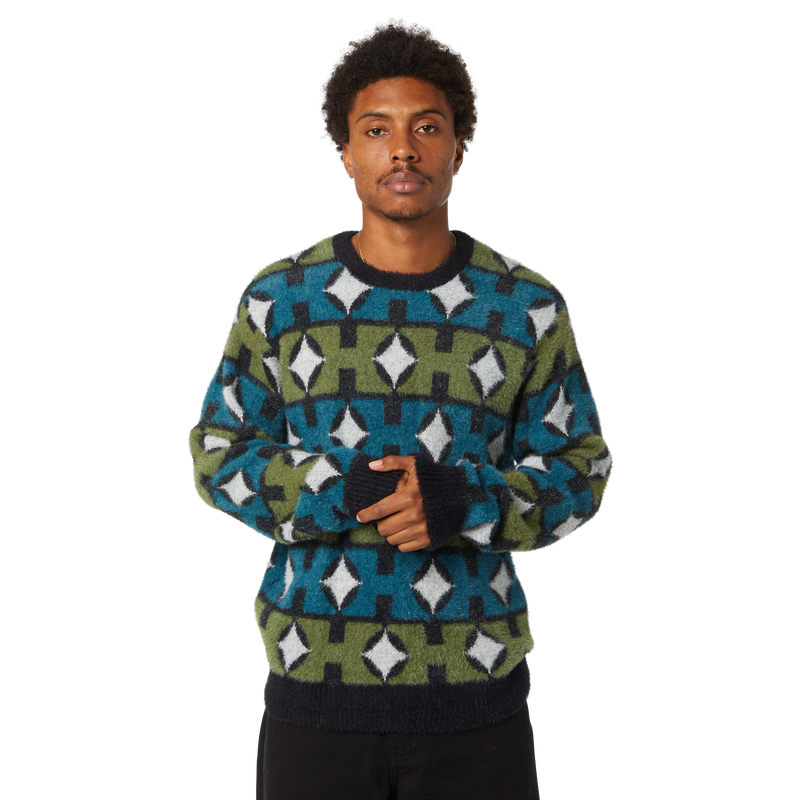 HUF Space Age Crewneck Sweater zwart sweatshirt met futuristische graphic