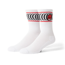 Huf x Spitfire Spiral Sock White, crew sok van cotton poly spandex mix met geborduurde artwork aan de zijkanten en jacquard details, one size, verkrijgbaar bij Revert 95 Haarlem