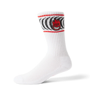 Huf x Spitfire Spiral Sock White, crew sok van cotton poly spandex mix met geborduurde artwork aan de zijkanten en jacquard details, one size, verkrijgbaar bij Revert 95 Haarlem