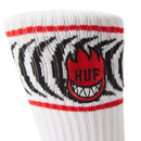 Huf x Spitfire Spiral Sock White, crew sok van cotton poly spandex mix met geborduurde artwork aan de zijkanten en jacquard details, one size, verkrijgbaar bij Revert 95 Haarlem