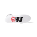 Huf x Spitfire Spiral Sock White, crew sok van cotton poly spandex mix met geborduurde artwork aan de zijkanten en jacquard details, one size, verkrijgbaar bij Revert 95 Haarlem