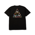 Huf x Spitfire Sticker Triple Triangle T-Shirt, t-shirt van 100% cotton met geprinte artwork op linkerborst en achterkant, verkrijgbaar in Black en White, classic fit, verkrijgbaar bij Revert 95 Haarlem