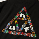 Huf x Spitfire Sticker Triple Triangle T-Shirt, t-shirt van 100% cotton met geprinte artwork op linkerborst en achterkant, verkrijgbaar in Black en White, classic fit, verkrijgbaar bij Revert 95 Haarlem