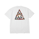 Huf x Spitfire Sticker Triple Triangle T-Shirt, t-shirt van 100% cotton met geprinte artwork op linkerborst en achterkant, verkrijgbaar in Black en White, classic fit, verkrijgbaar bij Revert 95 Haarlem