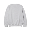 Huf x Spitfire Union Crewneck Sweatshirt Heather Grey, pullover crewneck van 80/20 cotton-poly fleece met geborduurde artwork op de borst, verkrijgbaar bij Revert 95 Haarlem