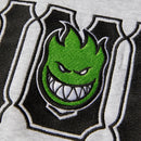 Huf x Spitfire Union Crewneck Sweatshirt Heather Grey, pullover crewneck van 80/20 cotton-poly fleece met geborduurde artwork op de borst, verkrijgbaar bij Revert 95 Haarlem