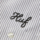 Huf x Spitfire Union Work Shirt Black/White, double layer werkhemd van cotton poly met chain stitched artwork en merrowed edge patch, button-down front, verkrijgbaar bij Revert 95 Haarlem