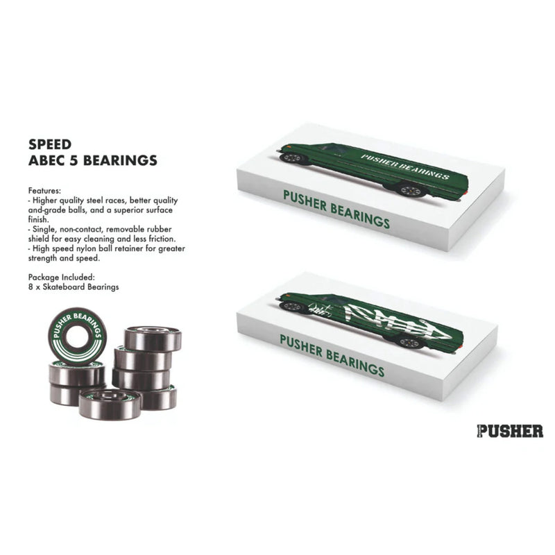 Bestel de Pusher Bearings Pusher Speed Abec 5 Bearings snel, veilig en gemakkelijk bij Revert 95. Check onze website voor de gehele Pusher Bearings collectie