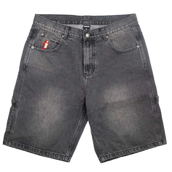 Faded Black Denim Shorts