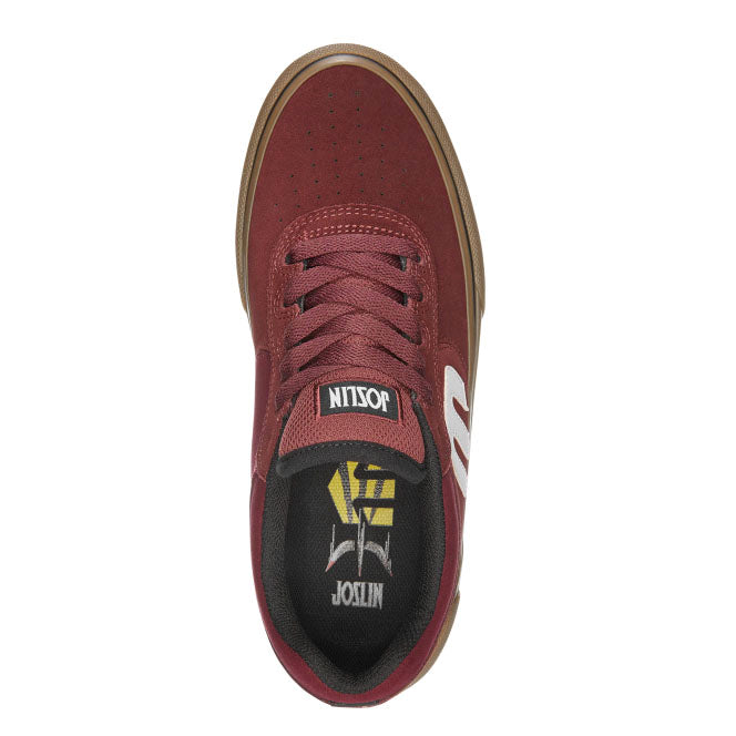 Bestel de Etnies JOSLIN VULC BURGUNDY GUM veilig, gemakkelijk en snel bij Revert 95. Check onze website voor de gehele Etnies collectie, of kom gezellig langs bij onze winkel in Haarlem.	