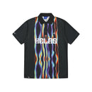 Hélas Caps Temperature Football Jersey Polo in Black met voetbal jersey kraag en Temperature graphic op de borst, verkrijgbaar bij Revert 95 Haarlem