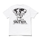 Butter Goods Terrain T-Shirt in White, 100% katoen 230gsm regular fit met ribbed collar en vintage-style All Terrain Equipment screen print op voor- en achterkant, verkrijgbaar bij Revert 95 Haarlem