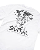 Butter Goods Terrain T-Shirt in White, 100% katoen 230gsm regular fit met ribbed collar en vintage-style All Terrain Equipment screen print op voor- en achterkant, verkrijgbaar bij Revert 95 Haarlem