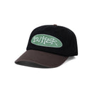 Butter Goods Tide 5 Panel Cap in Washed Black Dusk, washed cotton twill pinch front snapback met contrast peak in Dusk embroidered eyelets en embroidered branding op de voorkant, verkrijgbaar bij Revert 95 Haarlem