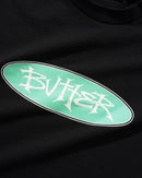Butter Goods Tide T-Shirt in Black, 100% katoen regular fit met rib-knit collar en screen printed Tide graphic op de borst, verkrijgbaar bij Revert 95 Haarlem