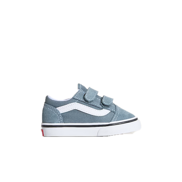 Vans Old Skool Velcro Color Theory Stormy Weather Toddler – peuter sneaker in stormy weather blauw met klittenbandsluiting en Vans side stripe