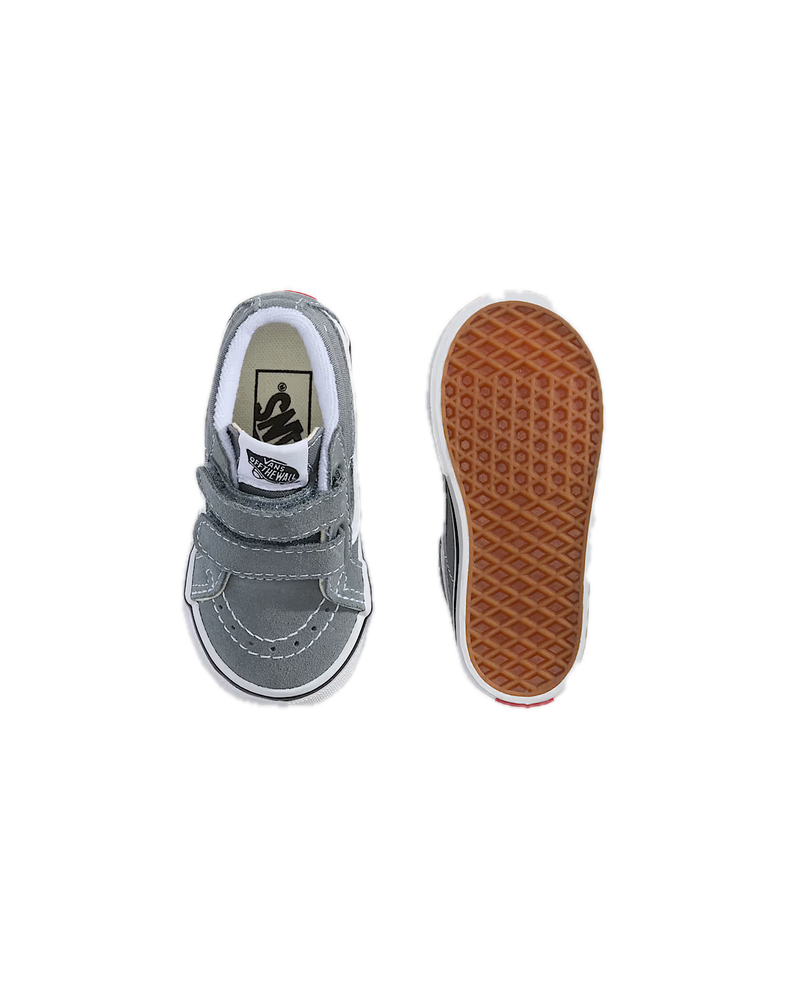 Vans Sk8-Mid Reissue Velcro Color Theory Stormy Weather Toddler – peuter sneaker in stormy weather blauw met klittenbandsluiting en Vans side stripe