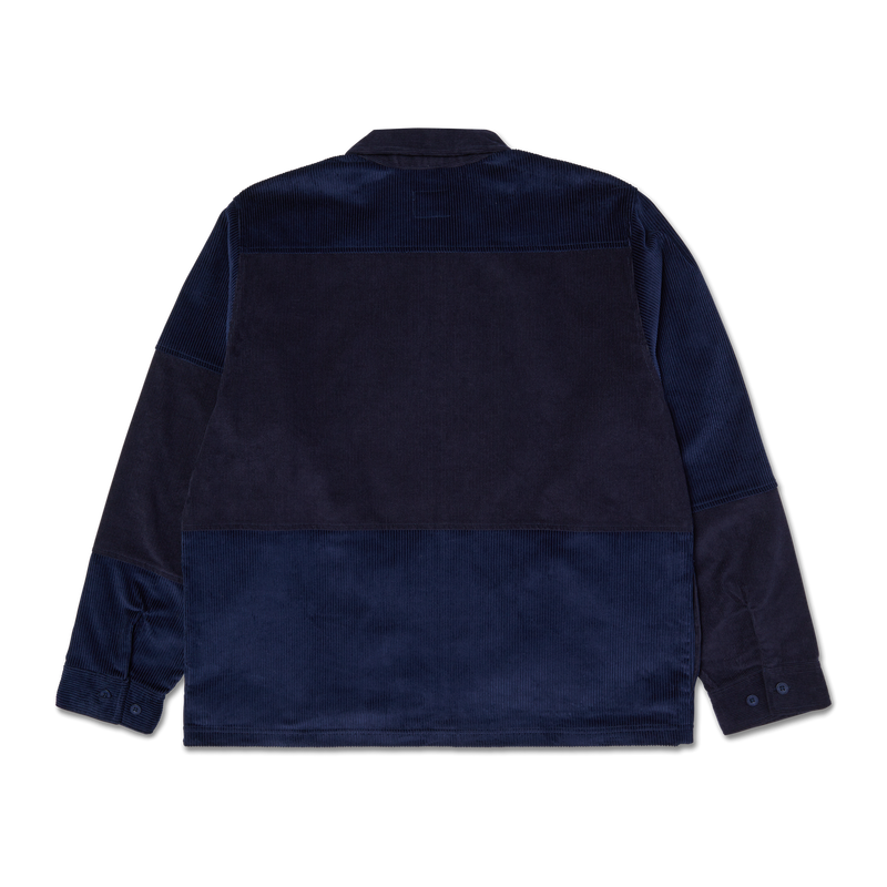 HUF Union Corduroy Shacket zwart corduroy overshirt met button-up en borstzakken