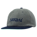 Krooked Double OK Script Strapback Cap in de kleur Grey/Navy, verkrijgbaar bij Revert 95 Haarlem