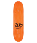 Zero David Reyes Fright Night skateboard deck 8.25 inch, 7-ply maple popsicle pro model met Chucky Child's Play horror graphic in zwart en oranje 31.93 inch lang wheelbase 14.25 inch, verkrijgbaar bij Revert 95 Haarlem