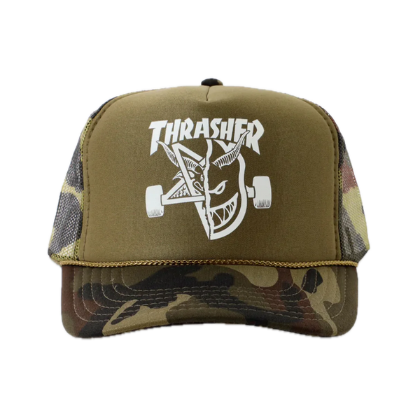 Thrasher x Spitfire Thrash and Burn Trucker Hat – trucker cap met Thrash and Burn patch en mesh back
