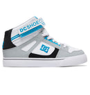 DC Shoes Pure High-Top EV Kids Grey/Black/Blue, kindersneaker met leer suède textiel upper, cupsole constructie en Pill Pattern buitenzool, verkrijgbaar bij Revert 95 Haarlem
