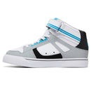 DC Shoes Pure High-Top EV Kids Grey/Black/Blue, kindersneaker met leer suède textiel upper, cupsole constructie en Pill Pattern buitenzool, verkrijgbaar bij Revert 95 Haarlem
