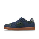 DC Shoes Manteca 4 V Kids Navy/White/Green, kindersneaker met leer nubuck suède upper, hook-and-loop sluiting en Pill Pattern buitenzool, verkrijgbaar bij Revert 95 Haarlem