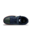 DC Shoes Manteca 4 V Kids Navy/White/Green, kindersneaker met leer nubuck suède upper, hook-and-loop sluiting en Pill Pattern buitenzool, verkrijgbaar bij Revert 95 Haarlem