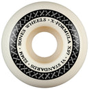 Bones X Formula V1 Standard skateboard wielen 97A, X Formula urethane smooth riding surface narrow profile center-set reversible bearing placement V1 Standard shape 0.25 inch lip radius gemaakt in de USA beschikbaar in 52mm 53mm en 54mm, verkrijgbaar bij Revert 95 Haarlem