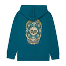 Element x Timber! Orbit Kids Sweater Mallard Blue met geborduurd Orbit logo op de linkerborst en full-color psychedelische skull backprint, verkrijgbaar bij Revert 95 Haarlem