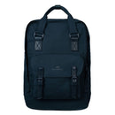 Doughnut Macaroon Large Meditative Dark Backpack in Midnight Blue, 20 liter rugzak van 900D poly canvas met lederen afwerking en laptopvak tot 15 inch, verkrijgbaar bij Revert 95 Haarlem