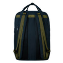 Doughnut Macaroon Large Meditative Dark Backpack in Midnight Blue, 20 liter rugzak van 900D poly canvas met lederen afwerking en laptopvak tot 15 inch, verkrijgbaar bij Revert 95 Haarlem