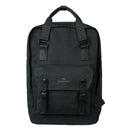 Doughnut Macaroon Large Meditative Dark Backpack in Ground, 20 liter rugzak van 900D poly canvas met lederen afwerking en laptopvak tot 15 inch, verkrijgbaar bij Revert 95 Haarlem