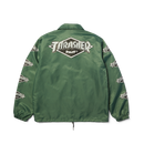HUF x Thrasher Logo Jacket – donkergroen nylon jack met groot HUF x Thrasher-logo op de rug en sleeve-prints, waterafstotend en met meshvoering