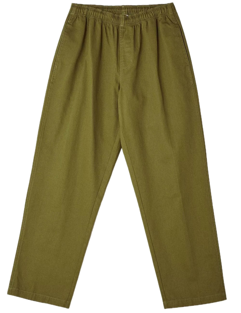 Obey Easy Twill Pant Army Tent – olijfgroene twill broek van katoen en polyester met elastische tailleband en trekkoord